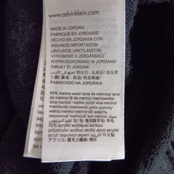 Calvin Klein Italian Yarn Colorblock Sweater Merino Wool Blend Size L Ribbed - Picture 4 of 6